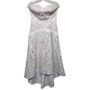 Lipsy London Women's White Lace Overlay Convertible Fit & Flare Midi Dress Sz 8‎